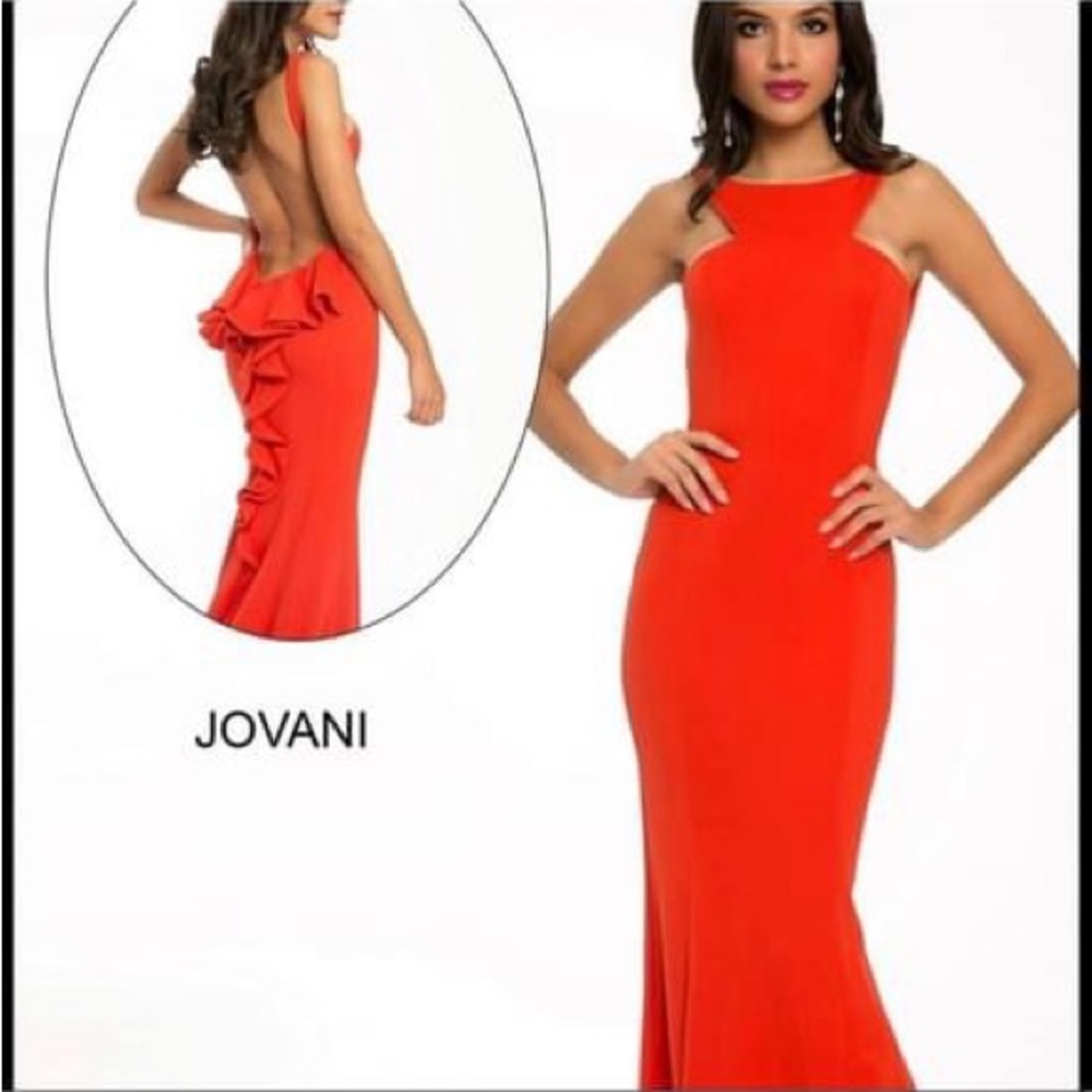 Jovani Vibrant Red Backless Dress